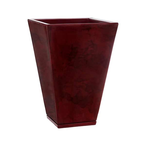 Zurique Medium Red Marble Effect Plastic Resin Indoor and Outdoor Planter Bowl