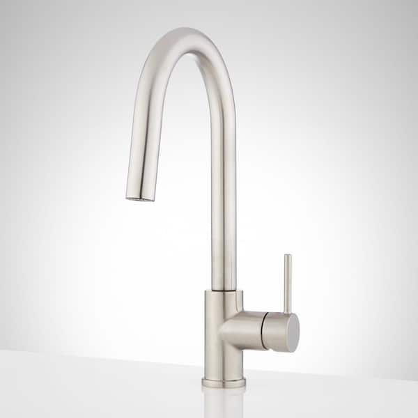 SIGNATURE HARDWARE Ravenel Single Handle Pull Down Sprayer Kitchen Faucet in Brushed Nickel