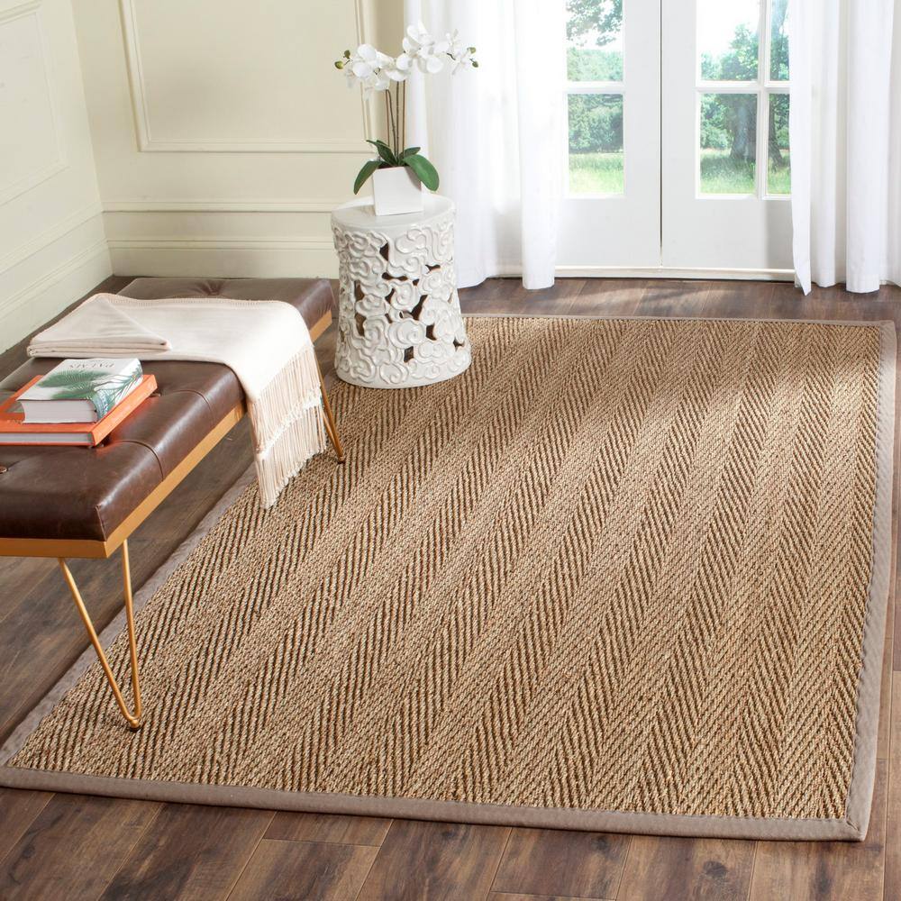 Natural Fiber Gray and Beige Seagrass Area Rug 2' x 3'