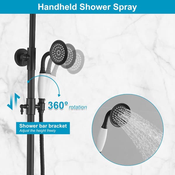 Matte Black Shower System - 2 Handle Shower Faucet With 5 Mode Rainfall Shower Head