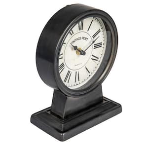 Gunmetal Black Vintage Metal Mantel Clock