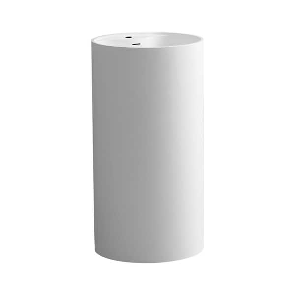 WELLFOR 17.7 in. D x 17.7 in. W x 35.4 in. H Round Pedestal Sink Base in White