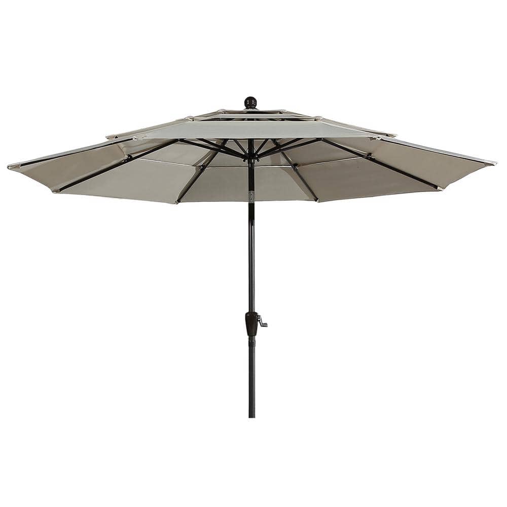 Clihome 10 ft. Aluminum Market Outdoor Tilt Patio Umbrella with Double Air Vent in Beige -  CL-HTZS033