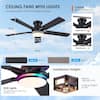 Kviflon 52 in. Black Ceiling Fan with RGB LED & Remote