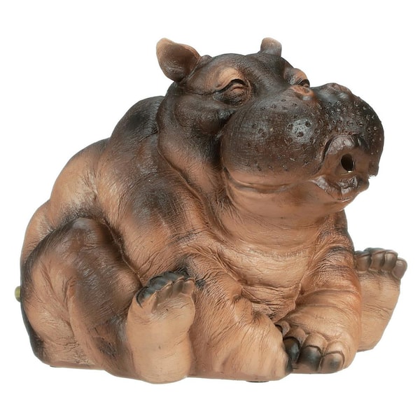 Design Toscano Hanna, the Hippo Stone Bonded Resin Piped Spitting Statue