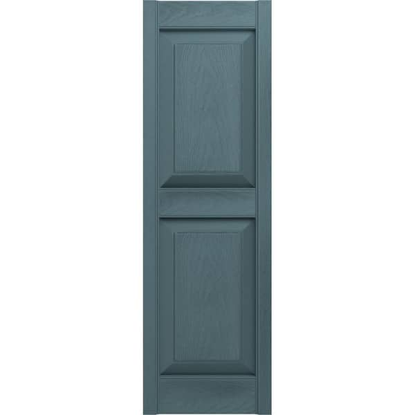 Builders Edge 14.75 in. x 39 in. Raised Panel Vinyl Exterior Shutters Pair in Wedgewood Blue