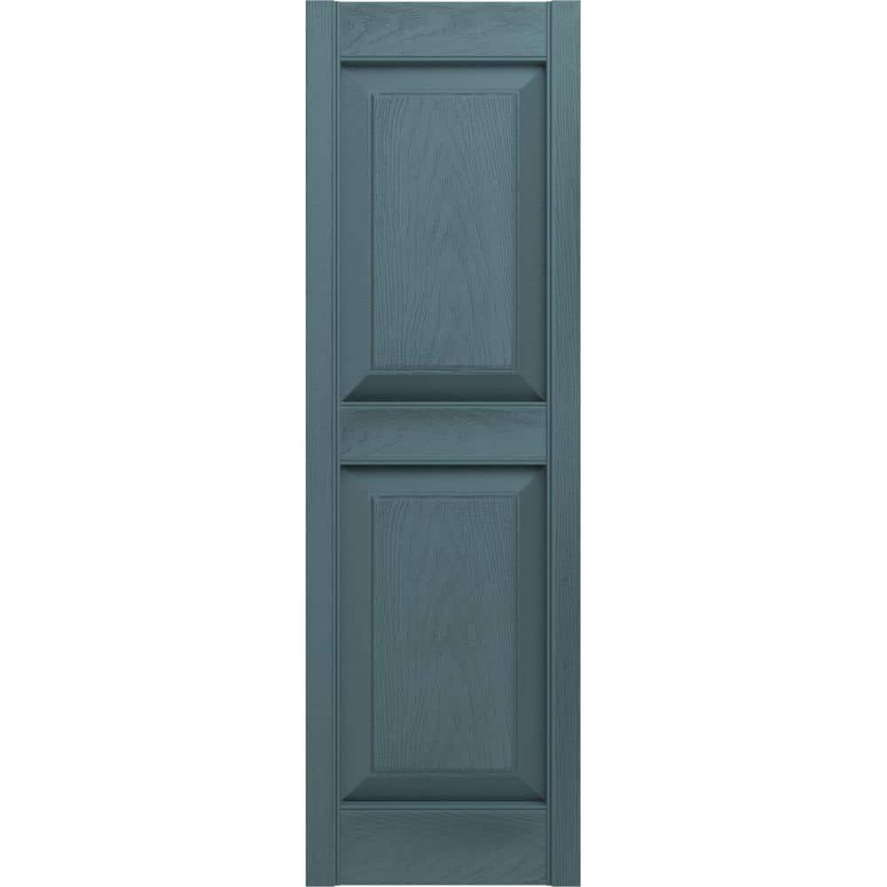 15 in. Vinyl Raised Panel Shutters in Wedgewood Blue - Set of 2 (14.75 in. W x 1 in. D x 43 in. H (5.28 lbs.))