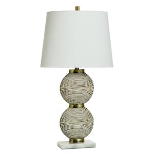 33 in. Beige Gourd Task And Reading Table Lamp for Living Room with White Cotton Shade