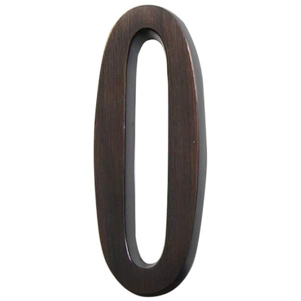 Everbilt 4 in. Flush Mount Aged Bronze Self-Adhesive House Number 0