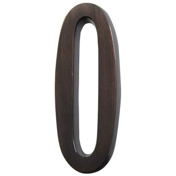 Everbilt 4 In. Aged Bronze Flush Mount Self-Adhesive House Number 0 ...