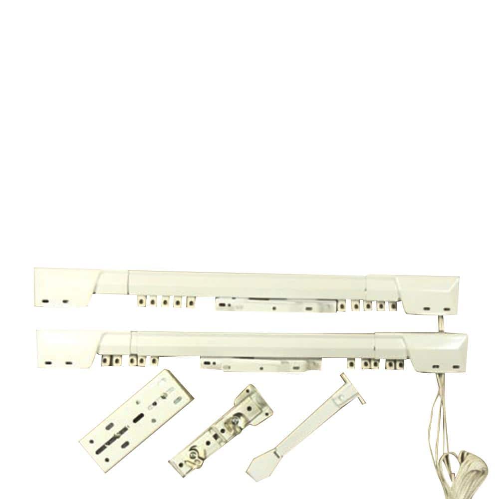 Adjustable White Steel Double Traverse Curtain Rod