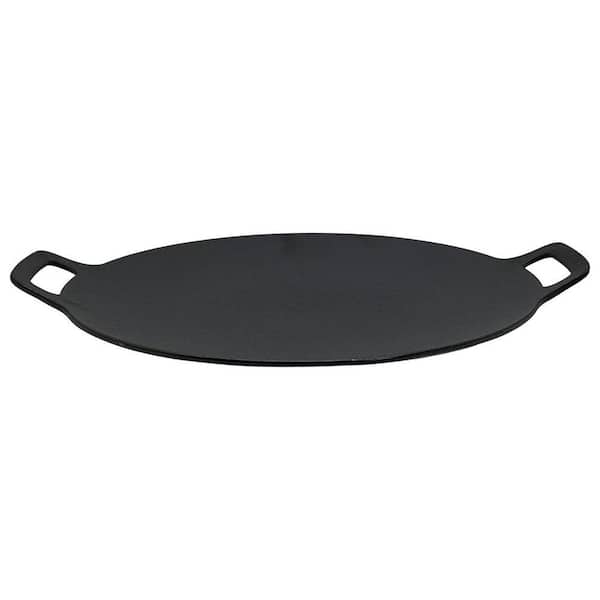 Korean BBQ Grill Pan 13 in. Cast Iron Pre-Seasoned Griddle with Curved Surface for Gas Electric Induction Stovetops