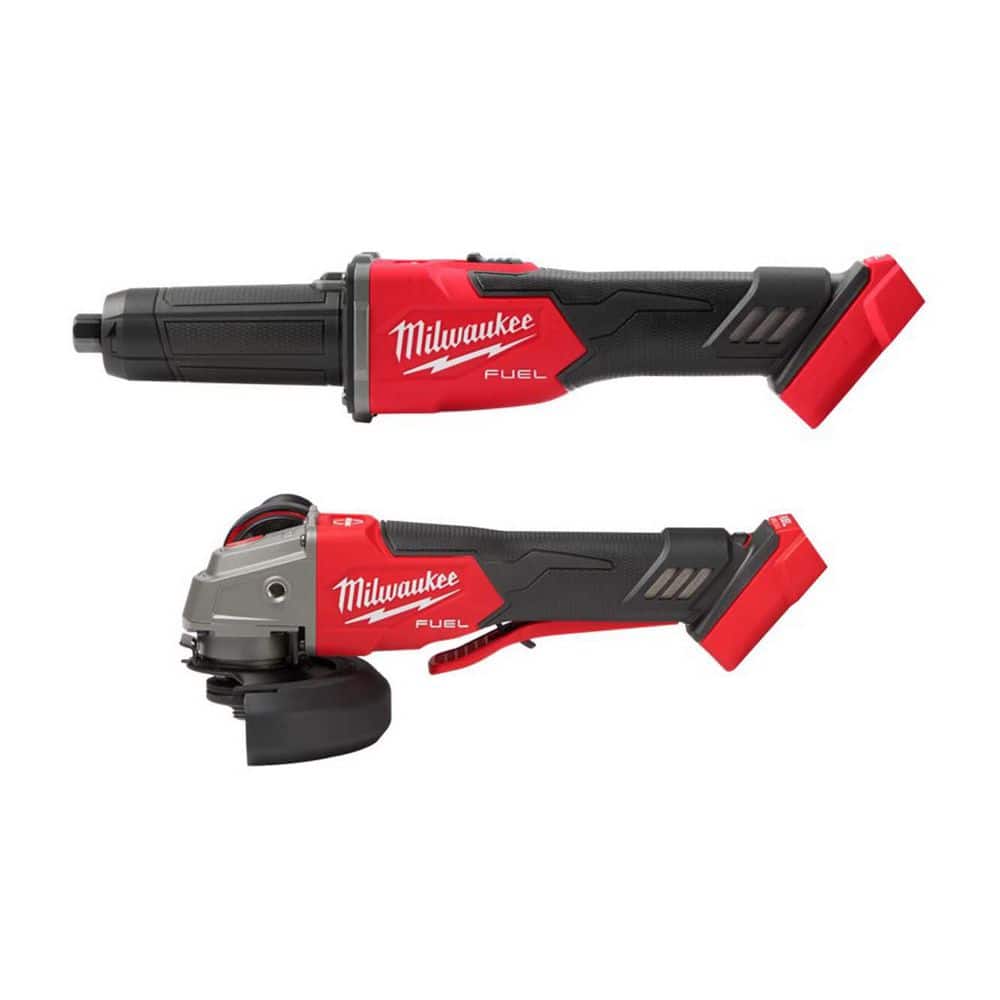 MILWAUKEE M18 FUEL 18V Lith-Ion Brushless Cordless 1/4 in. Braking Die Grinder Slide Switch and M18 Grinder w/ Paddle Switch (2939-20-2)