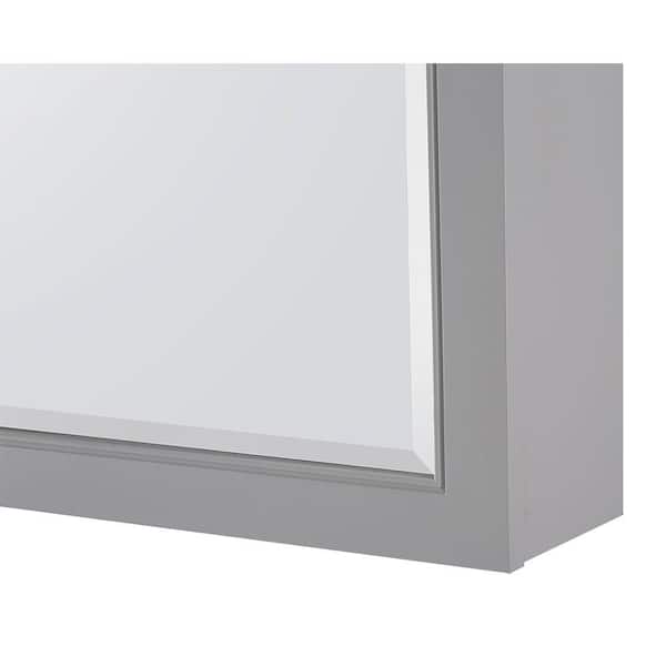 Gazette 22 in. W x 26 in. H x 6-5/8 in. D Framed Surface-Mount Bathroom Medicine Cabinet in Grey