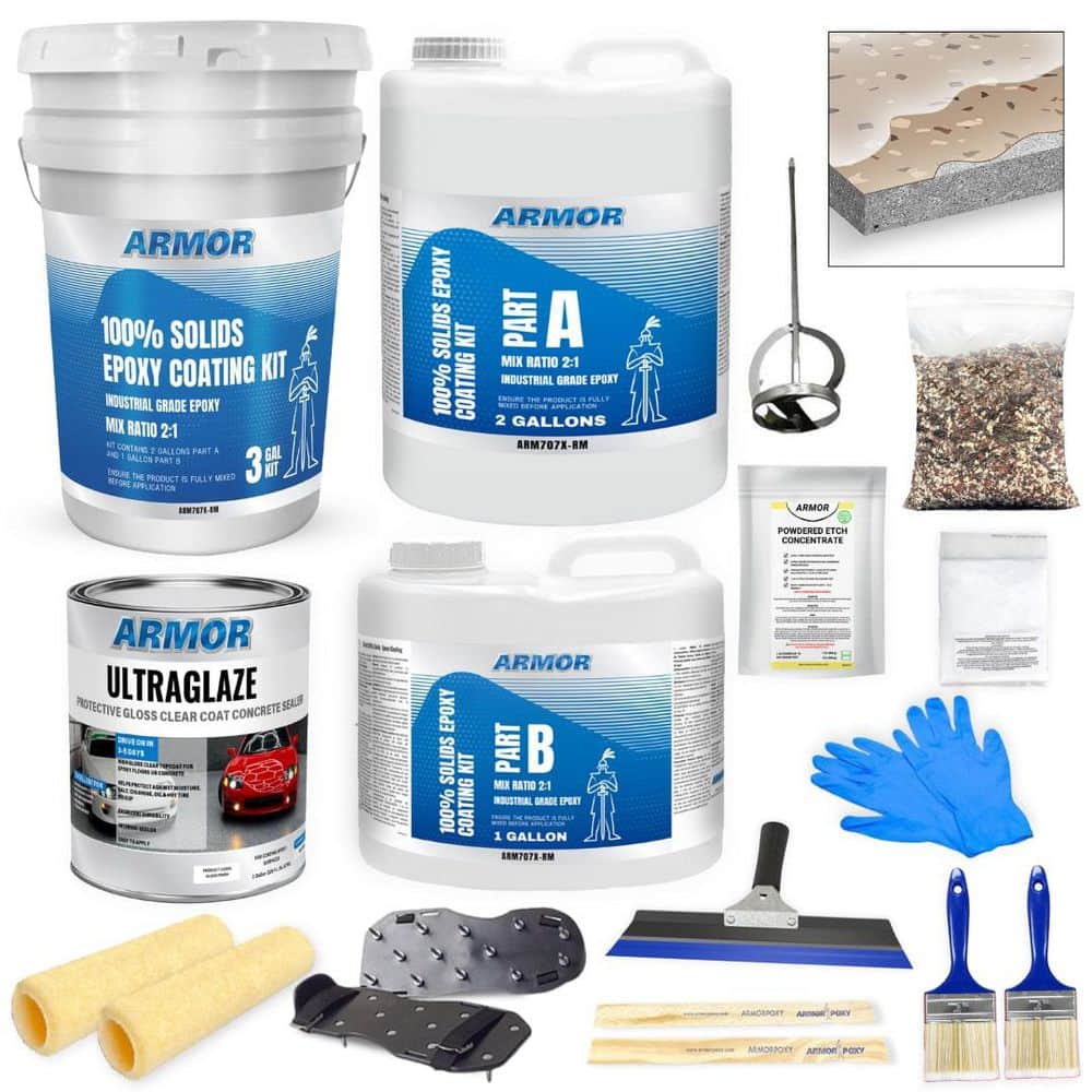 3 gal. Tan Gloss 2-Part 600 sq.ft. Epoxy Kit Interior Industrial Concrete B