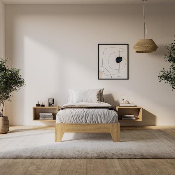 Aiko Brown Wood Frame Twin Platform Bed Frame