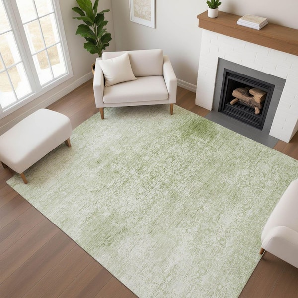 Mayfield Premium Machine Washable Abstract AMF1763 Sage 5 ft. x 7 ft. 6 in. Area Rug