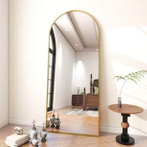 30 in. W x 71 in. H Arched Classic Gold Aluminum Alloy Framed Oversized Full Length Mirror Floor Mirror