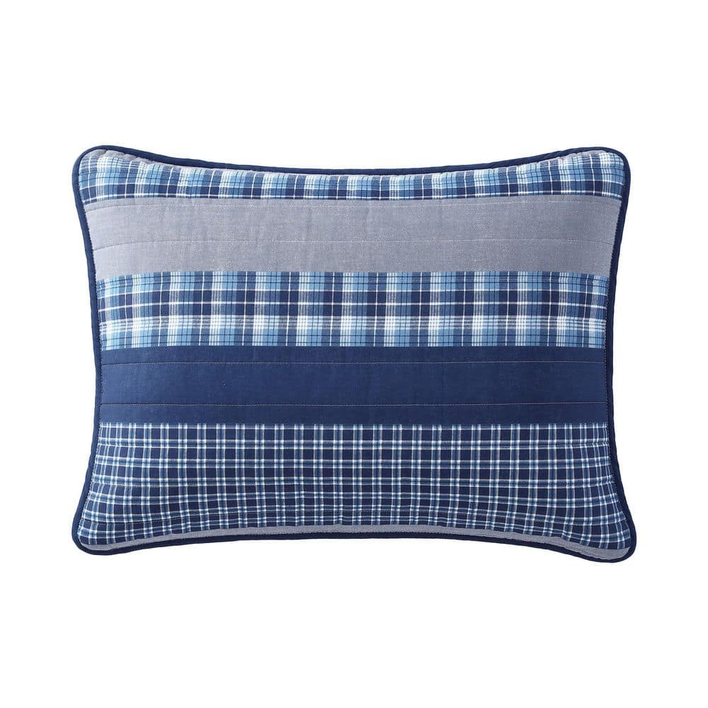 King Blue Mirage Cotton Reversible Quilt Set