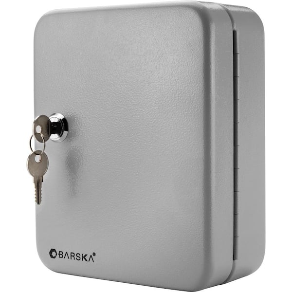 BARSKA 20-Position Steel Key Lock Box Safe with Key Lock, Gray