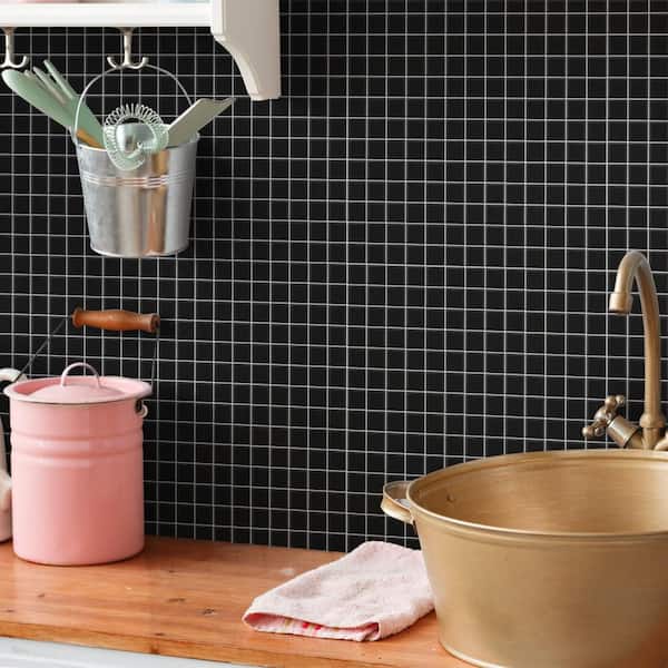 Metro 1 in. Square Matte Black 10-3/4 in. x 11-3/4 in. Porcelain Mosaic Tile (9.0 sq. ft./Case)