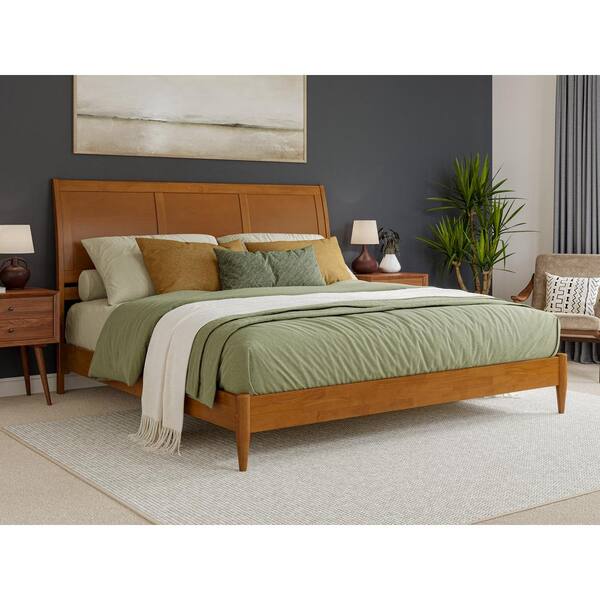 AFI Valencia Light Toffee Natural Bronze Solid Wood Frame King Low Profile Platform Bed