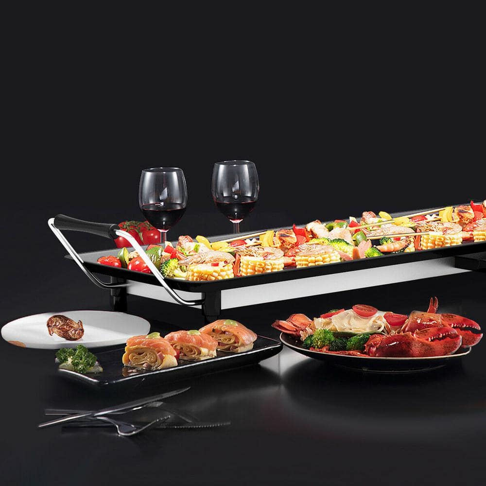 Black Non-Stick Electric Teppanyaki Table Top Grill with Accessories