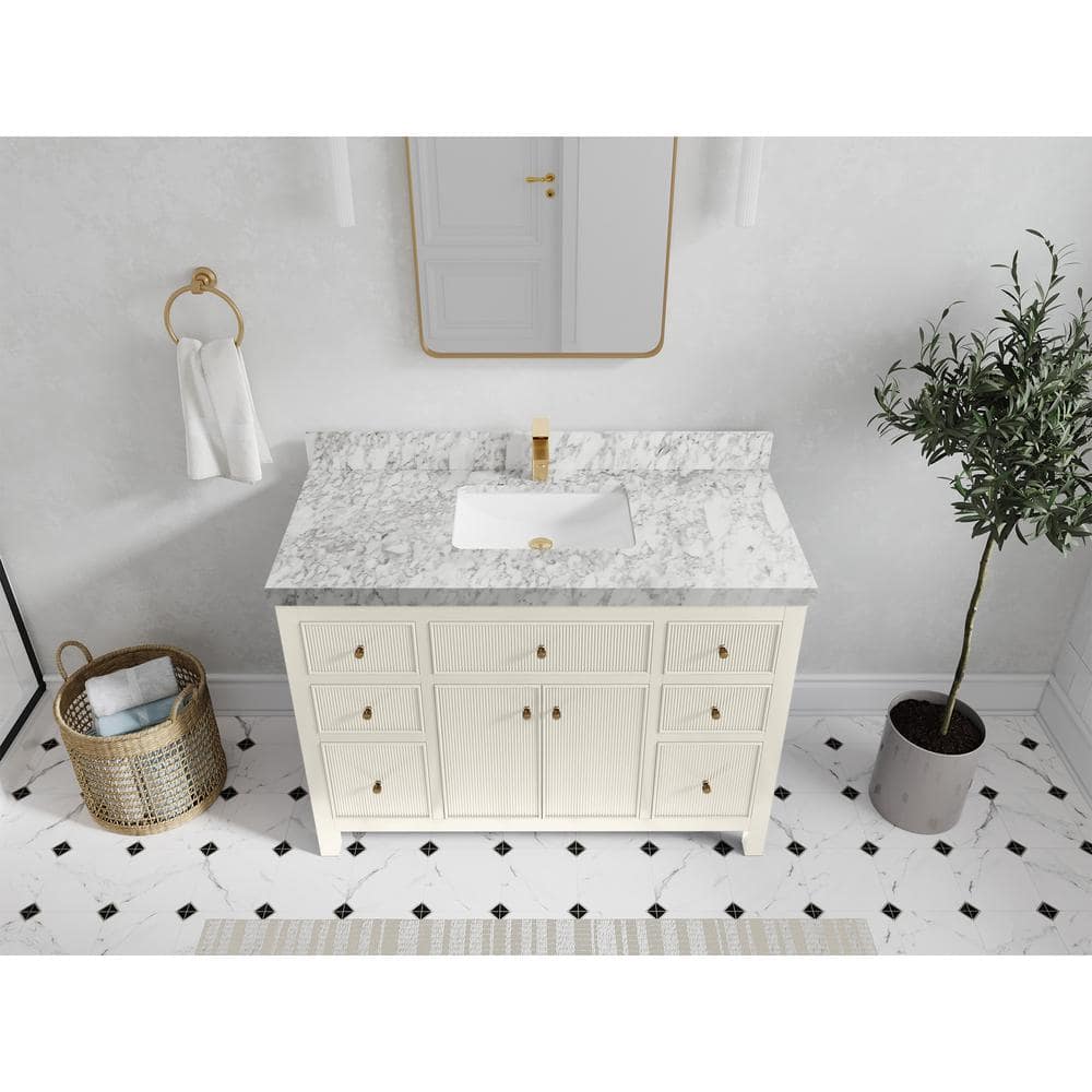Sonoma 48" White Marble Top Single Sink Vanity