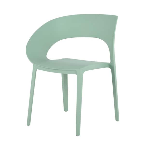 Haze Green Polypropylene Single-Side Chair-1-Piece Design for Indoor and Outdoor Use, Set of 4