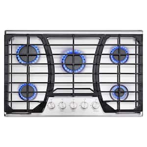 30 in. Gas-on-Glass Gas Cooktop in Stainless Steel with 5 Italy Sabaf Sealed Burners