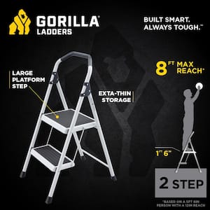 2-Step Steel Lightweight Step Stool Ladder 225 lbs. Load Capacity Type II Duty Rating (8ft. Reach Height)