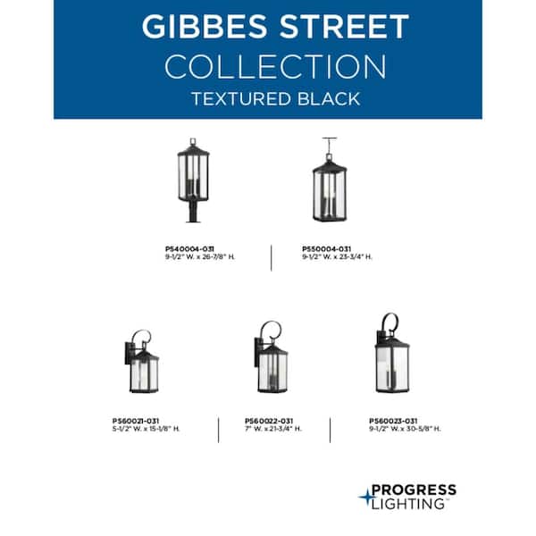 Progress Lighting Gibbes Street Collection 3-Light Textured Black 