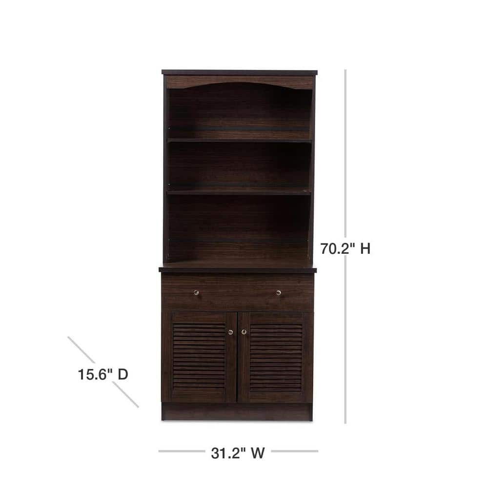 Elegant Dark Espresso Engineered Wood and PU Veneer China Cabinet