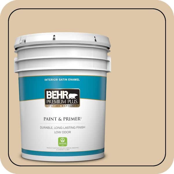 BEHR PREMIUM PLUS 5 gal. #PPU4-13 Sand Motif Satin Enamel Low Odor Interior Paint & Primer