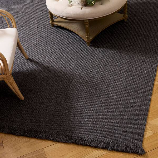 Braided 9 ft. x 12 ft. Charcoal Te ft. xtured Washable Area Rug