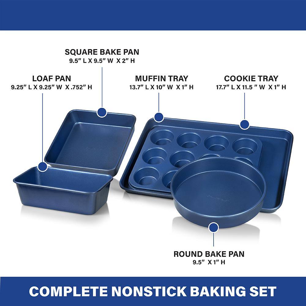 Granitestone Blue 5-Piece Nonstick Aluminum Bakeware Set