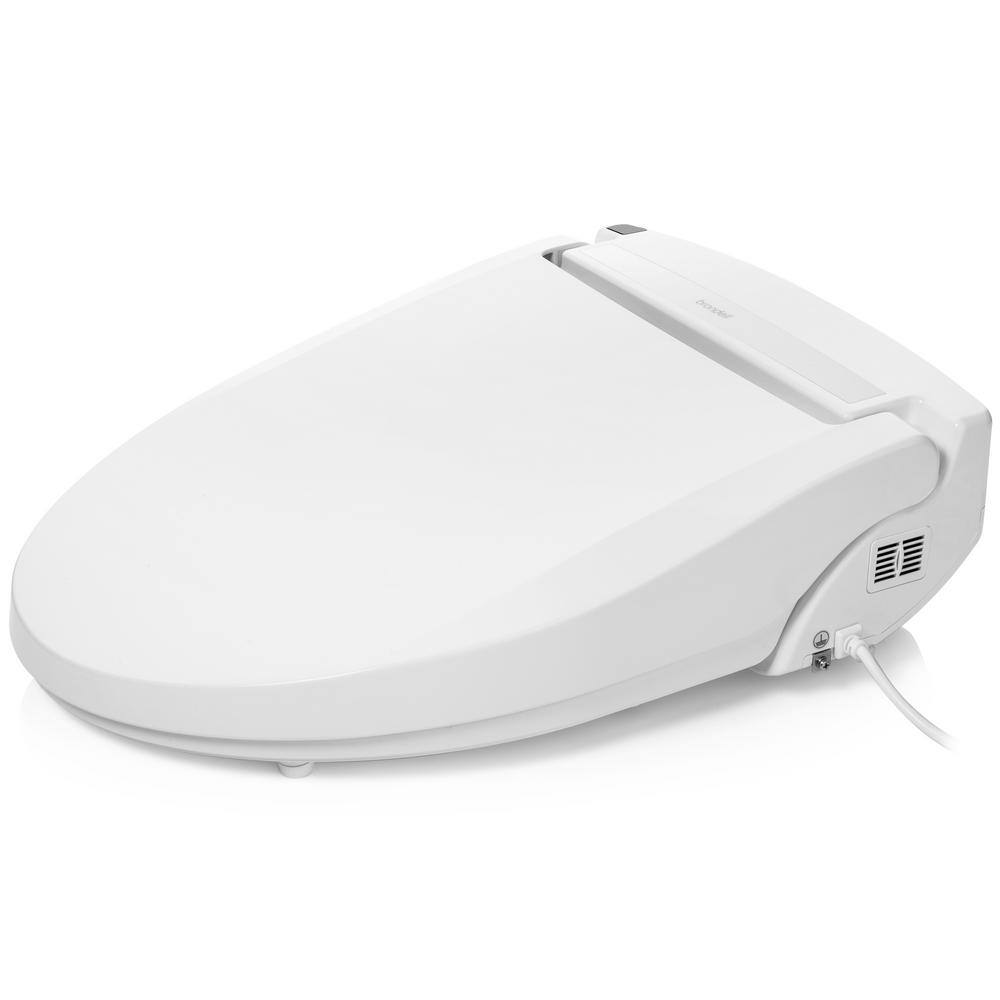 White Elongated Sidearm Bidet Seat with Warm Air Dryer