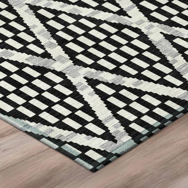 Chantille Machine Washable Indoor/Outdoor Abstract ACN3043 Black 10 ft. x 14 ft. Area Rug
