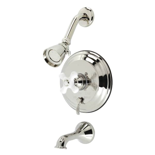 Kingston Brass Restoration Single Handle 1-Spray Tub and Shower Faucet 2 GPM with Corrosion Resistant in. Polished Nickel