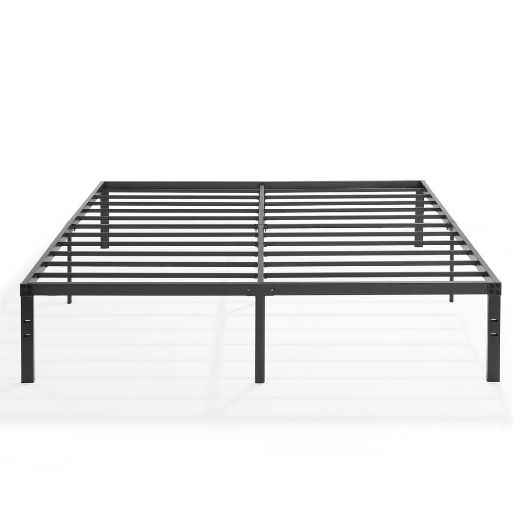 VECELO Bed Frames Black Metal Frame KIng Platform Bed with Steel Slat