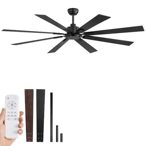 72 in. Indoor/Outdoor Matte Black DC motor Industrial Ceiling Fan with Dual-Finish Blades and Remote Control