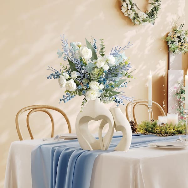 Angel Sar 2 Pieces 7.7 in. Pitcher White Vases Heart Shaped