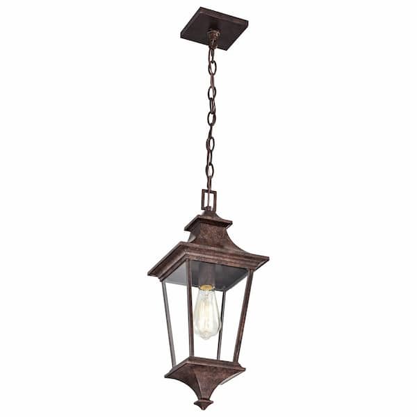 Tatahance 1-Light Tannery Bronze Outdoor Pendant Design Pendant Light Die-Cast Aluminum with Clear Glass