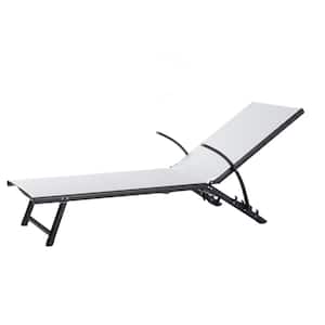 74.5 in Long Soho Black Aluminum Oceanview Stackable/Foldable Chaise Lounge w/Adjustable Back