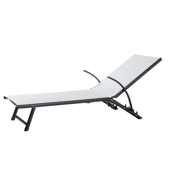 Alfresco Home 74.5 in Long Soho Black Aluminum Oceanview Stackable/Foldable Chaise Lounge w/Adjustable Back