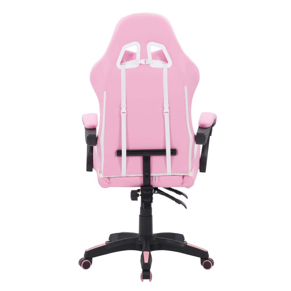 Ravagers Pink and White Ergonomic PVC Gaming Chair with Adjustable Height