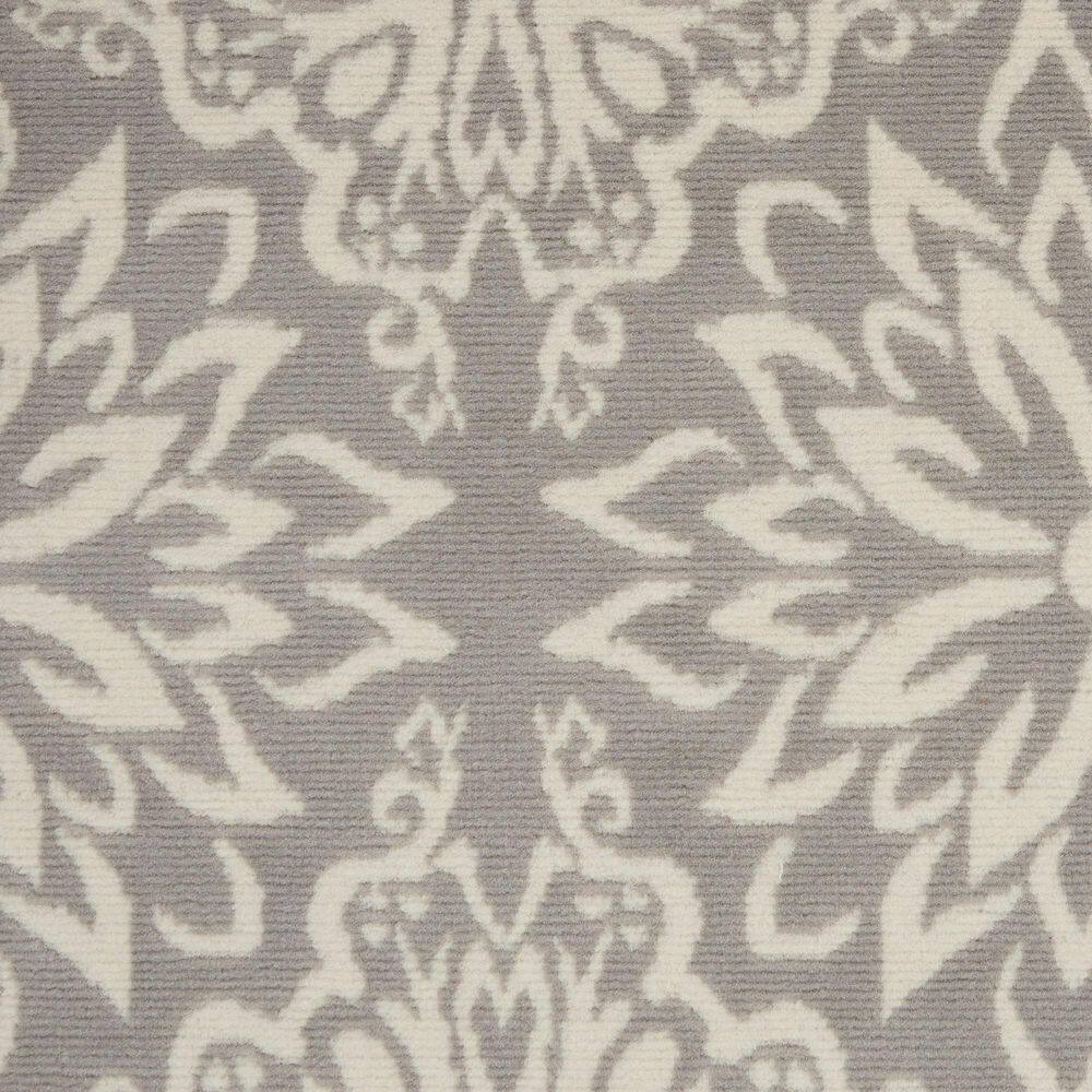 Ivory and Grey Floral Synthetic 5' x 7' Area Rug