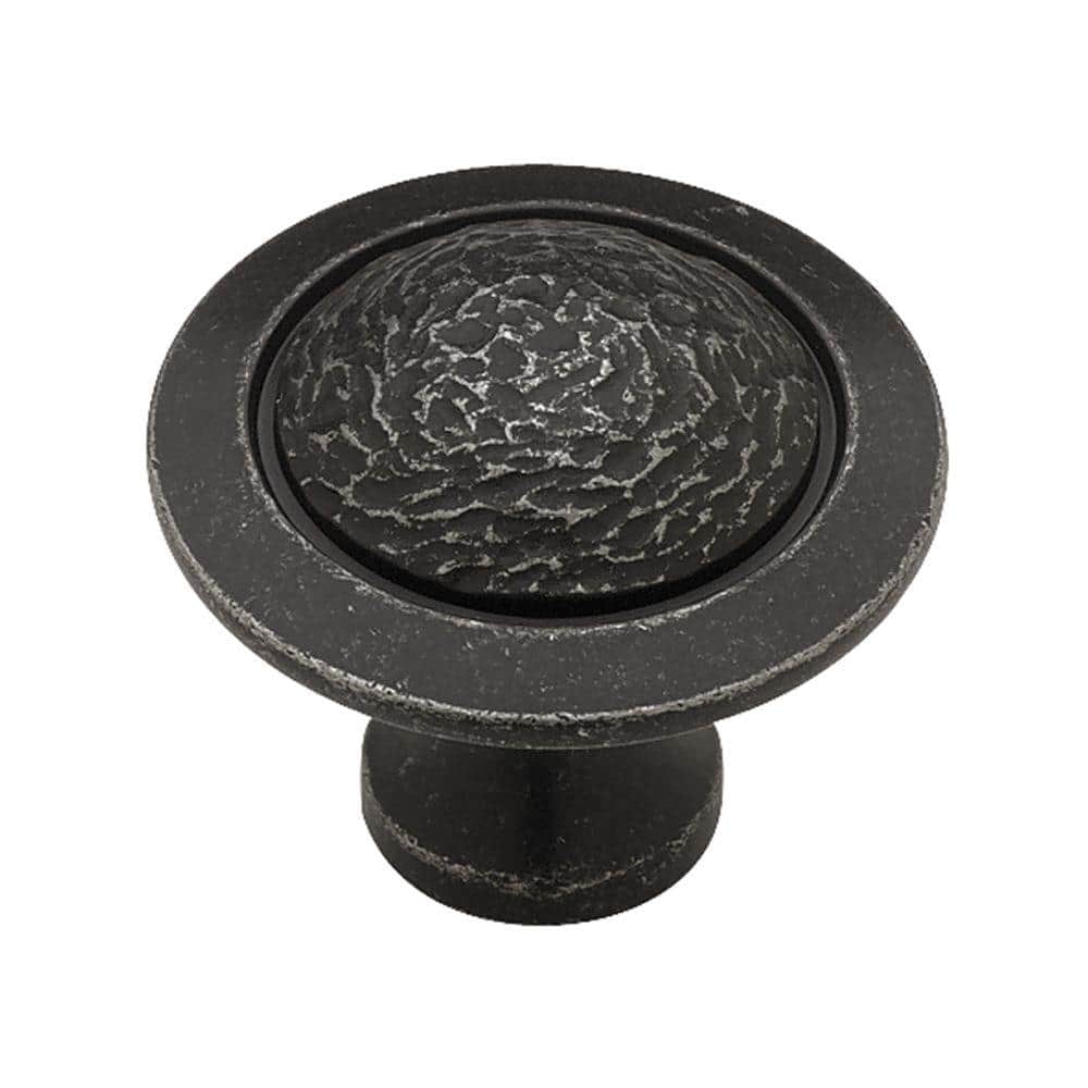 Hammered 1-1/2 in. (38mm) Tumbled Dark Gunmetal Rough and Smooth Round Cabi