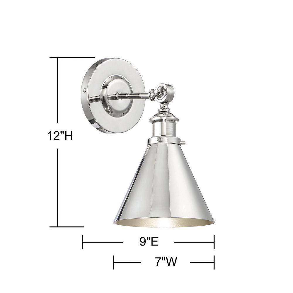Glenn Polished Nickel 7"x12" Direct Wired Wall Sconce