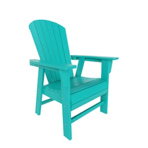 Altura Outdoor Patio Fade Resistant HDPE Plastic Adirondack Style Dining Chair with Arms in Turquoise